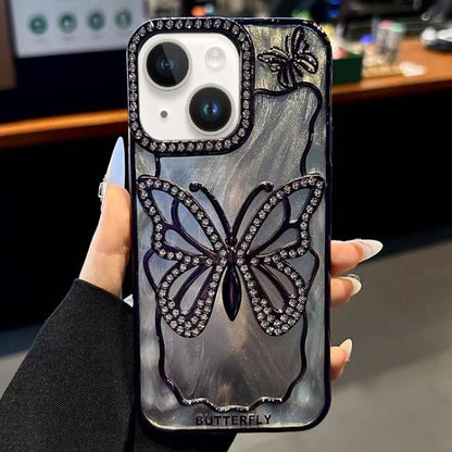Butterfly Electroplating TPU Phone Case with Epoxy Cardboard, For iPhone 16, For iPhone 15 Pro Max, For iPhone 15 Pro, For iPhone 15 Plus, For iPhone 15, For iPhone 14 Plus