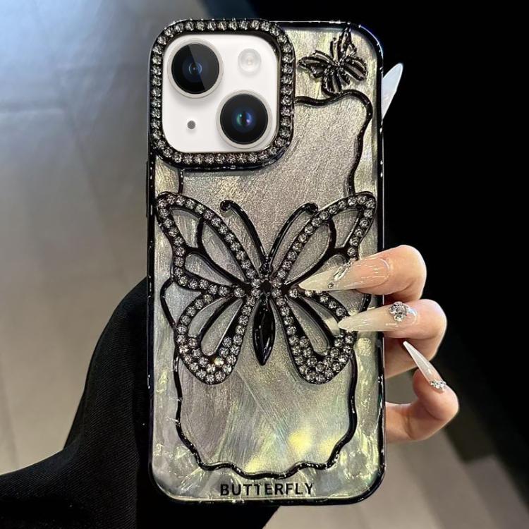 Butterfly Electroplating TPU Phone Case with Epoxy Cardboard, For iPhone 16, For iPhone 15 Pro Max, For iPhone 15 Pro, For iPhone 15 Plus, For iPhone 15, For iPhone 14 Plus