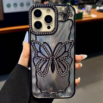 Butterfly Electroplating TPU Phone Case with Epoxy Cardboard, For iPhone 15 Plus, For iPhone 15, For iPhone 14 Plus, For iPhone 14, For iPhone 14 Pro, For iPhone 14 Pro Max