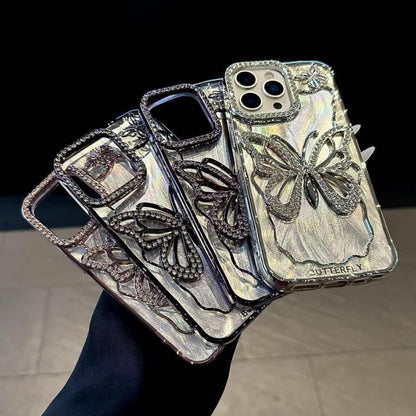 Butterfly Electroplating TPU Phone Case with Epoxy Cardboard, For iPhone 15 Plus, For iPhone 15, For iPhone 14 Plus, For iPhone 14, For iPhone 14 Pro, For iPhone 14 Pro Max