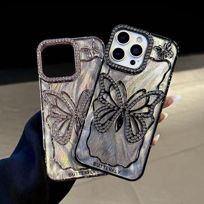 Butterfly Electroplating TPU Phone Case with Epoxy Cardboard, For iPhone 15 Plus, For iPhone 15, For iPhone 14 Plus, For iPhone 14, For iPhone 14 Pro, For iPhone 14 Pro Max