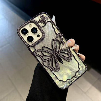 Butterfly Electroplating TPU Phone Case with Epoxy Cardboard, For iPhone 15 Plus, For iPhone 15, For iPhone 14 Plus, For iPhone 14, For iPhone 14 Pro, For iPhone 14 Pro Max