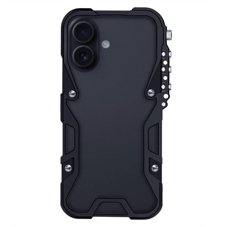 Trigger Design Hollow Metal Frame Phone Case with Lanyard, For iPhone 17e / 16e, For iPhone 17 Pro Max, For iPhone 17 Pro, For iPhone 17, For iPhone 16 Pro Max, For iPhone 16 Pro, For iPhone 16 Plus, For iPhone 16