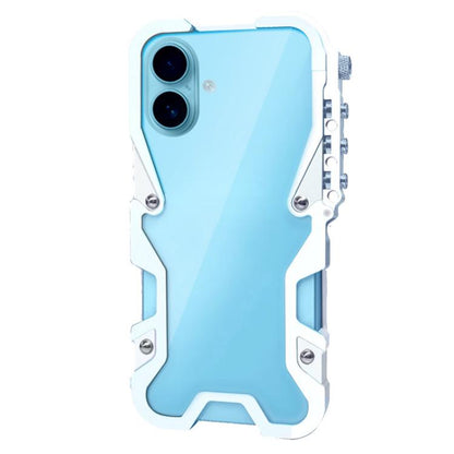 Trigger Design Hollow Metal Frame Phone Case with Lanyard, For iPhone 17e / 16e, For iPhone 17 Pro Max, For iPhone 17 Pro, For iPhone 17, For iPhone 16 Pro Max, For iPhone 16 Pro, For iPhone 16 Plus, For iPhone 16