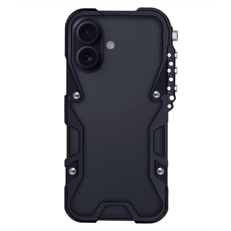 Trigger Design Hollow Metal Frame Phone Case with Lanyard, For iPhone 17e / 16e, For iPhone 17 Pro Max, For iPhone 17 Pro, For iPhone 17, For iPhone 16 Pro Max, For iPhone 16 Pro, For iPhone 16 Plus, For iPhone 16