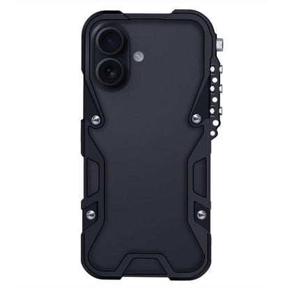 Trigger Design Hollow Metal Frame Phone Case with Lanyard, For iPhone 17e / 16e, For iPhone 17 Pro Max, For iPhone 17 Pro, For iPhone 17, For iPhone 16 Pro Max, For iPhone 16 Pro, For iPhone 16 Plus, For iPhone 16