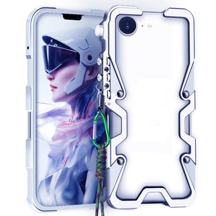 Trigger Design Hollow Metal Frame Phone Case with Lanyard, For iPhone 17e / 16e, For iPhone 17 Pro Max, For iPhone 17 Pro, For iPhone 17, For iPhone 16 Pro Max, For iPhone 16 Pro, For iPhone 16 Plus, For iPhone 16