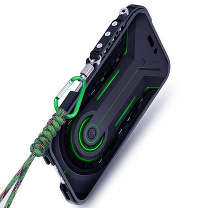 Trigger Design Hollow Metal Frame Phone Case with Lanyard, For iPhone 17e / 16e, For iPhone 17 Pro Max, For iPhone 17 Pro, For iPhone 17, For iPhone 16 Pro Max, For iPhone 16 Pro, For iPhone 16 Plus, For iPhone 16