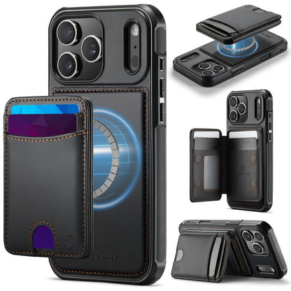 JEEHOOD J10 Flip Card Bag MagSafe Split RFID Leather Phone Case, For iPhone 17 Pro, For iPhone 17, For iPhone Air, For iPhone 16 Pro Max