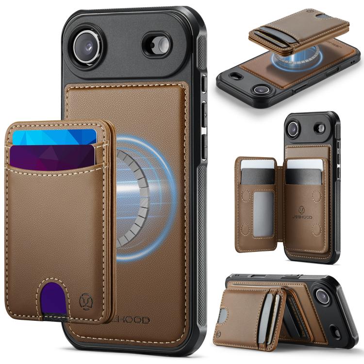 JEEHOOD J10 Flip Card Bag MagSafe Split RFID Leather Phone Case, For iPhone 17 Pro, For iPhone 17, For iPhone Air, For iPhone 16 Pro Max