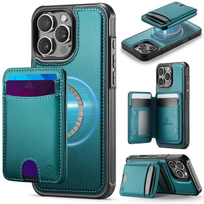 JEEHOOD J10 Flip Card Bag MagSafe Split RFID Leather Phone Case, For iPhone 17 Pro, For iPhone 17, For iPhone Air, For iPhone 16 Pro Max