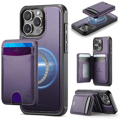 JEEHOOD J10 Flip Card Bag MagSafe Split RFID Leather Phone Case, For iPhone 14, For iPhone 14 Pro, For iPhone 14 Pro Max, For iPhone 13 Pro Max