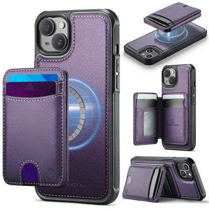 JEEHOOD J10 Flip Card Bag MagSafe Split RFID Leather Phone Case, For iPhone 13 Pro, For iPhone 13, For iPhone 12, For iPhone 12 Pro Max