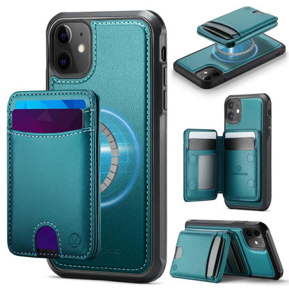 JEEHOOD J10 Flip Card Bag MagSafe Split RFID Leather Phone Case, For iPhone 13 Pro, For iPhone 13, For iPhone 12, For iPhone 12 Pro Max