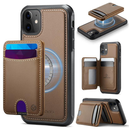 JEEHOOD J10 Flip Card Bag MagSafe Split RFID Leather Phone Case, For iPhone 13 Pro, For iPhone 13, For iPhone 12, For iPhone 12 Pro Max
