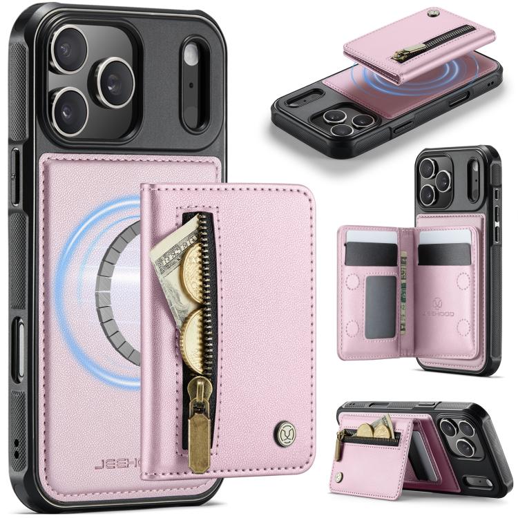 JEEHOOD J12 Exquisite RFID MagSafe Zipper Card Bag Phone Case, For iPhone 17 Pro, For iPhone 17, For iPhone Air, For iPhone 16 Pro Max