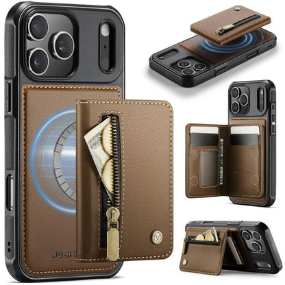 JEEHOOD J12 Exquisite RFID MagSafe Zipper Card Bag Phone Case, For iPhone 17 Pro, For iPhone 17, For iPhone Air, For iPhone 16 Pro Max