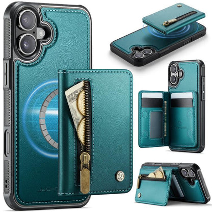 JEEHOOD J12 Exquisite RFID MagSafe Zipper Card Bag Phone Case, For iPhone 17 Pro, For iPhone 17, For iPhone Air, For iPhone 16 Pro Max