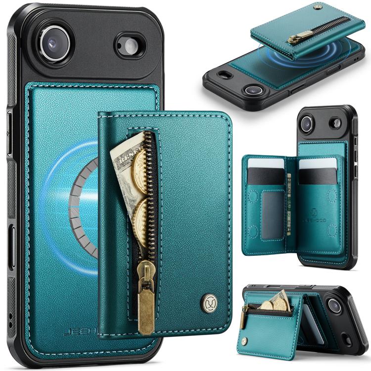 JEEHOOD J12 Exquisite RFID MagSafe Zipper Card Bag Phone Case, For iPhone 17 Pro, For iPhone 17, For iPhone Air, For iPhone 16 Pro Max