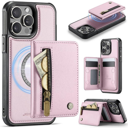 JEEHOOD J12 Exquisite RFID MagSafe Zipper Card Bag Phone Case, For iPhone 15 Pro, For iPhone 14 Pro, For iPhone 14 Pro Max, For iPhone 13 Pro Max