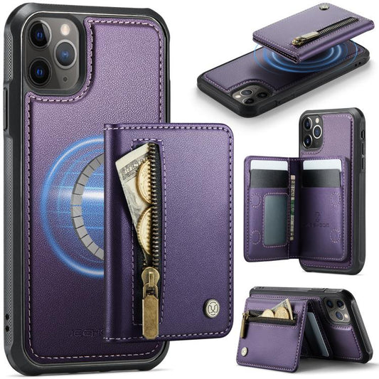JEEHOOD J12 Exquisite RFID MagSafe Zipper Card Bag Phone Case, For iPhone 11 Pro