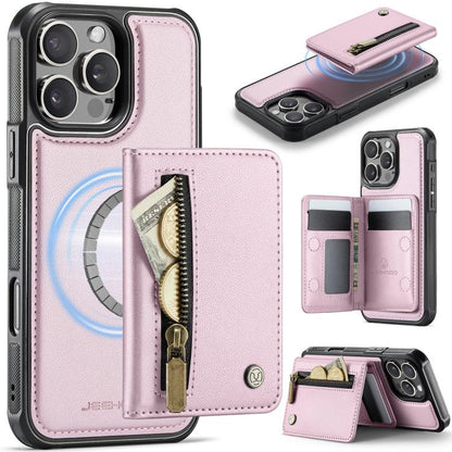 JEEHOOD J12 Exquisite RFID MagSafe Zipper Card Bag Phone Case, For iPhone 17 Pro, For iPhone 17, For iPhone Air, For iPhone 16 Pro Max