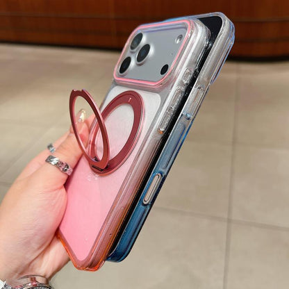 Transparent Gradient 360 Degree Rotation Holder MagSafe Phone Case, For iPhone 16 Plus, For iPhone 16