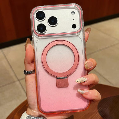 Transparent Gradient Metal Ring Holder MagSafe Phone Case, For iPhone 18 Pro / 17 Pro, For iPhone 18 Pro Max / 17 Pro Max, For iPhone 17, For iPhone Air