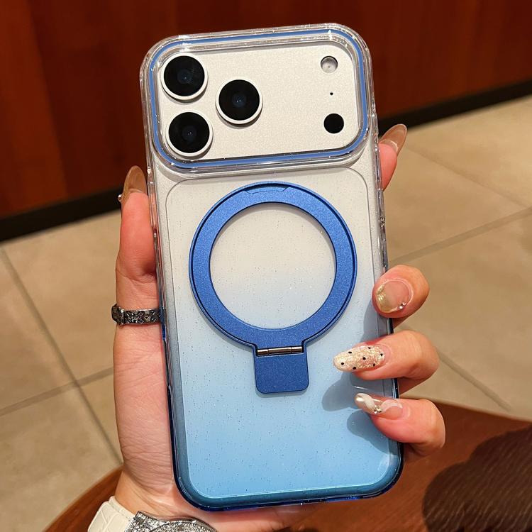 Transparent Gradient Metal Ring Holder MagSafe Phone Case, For iPhone 18 Pro / 17 Pro, For iPhone 18 Pro Max / 17 Pro Max, For iPhone 17, For iPhone Air