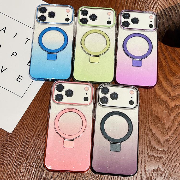 Transparent Gradient Metal Ring Holder MagSafe Phone Case, For iPhone 18 Pro / 17 Pro, For iPhone 18 Pro Max / 17 Pro Max, For iPhone 17, For iPhone Air