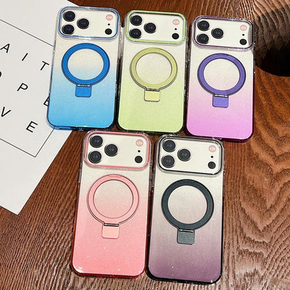 Transparent Gradient Metal Ring Holder MagSafe Phone Case, For iPhone 18 Pro / 17 Pro, For iPhone 18 Pro Max / 17 Pro Max, For iPhone 17, For iPhone Air