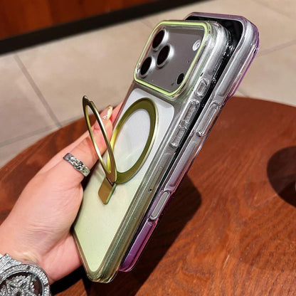 Transparent Gradient Metal Ring Holder MagSafe Phone Case, For iPhone 18 Pro / 17 Pro, For iPhone 18 Pro Max / 17 Pro Max, For iPhone 17, For iPhone Air