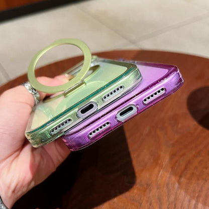 Transparent Gradient Metal Ring Holder MagSafe Phone Case, For iPhone 18 Pro / 17 Pro, For iPhone 18 Pro Max / 17 Pro Max, For iPhone 17, For iPhone Air