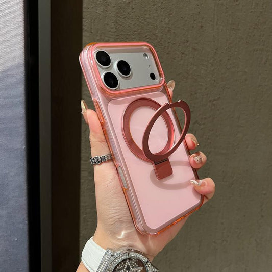 Transparent Colorful Metal Ring Holder MagSafe Phone Case, For iPhone 18 Pro / 17 Pro, For iPhone 18 Pro Max / 17 Pro Max, For iPhone 17, For iPhone Air, For iPhone 16 Pro Max, For iPhone 16 Pro