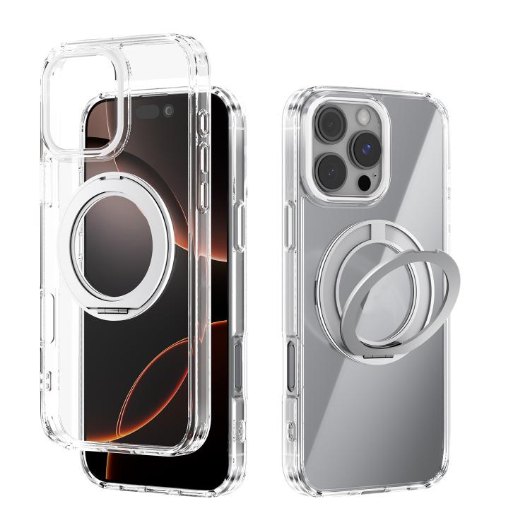 ABEEL MagSafe Q-LUCK Pivot Bracket Transparent Phone Case, For iPhone 16 Pro Max, For iPhone 16 Pro, For iPhone 16 Plus, For iPhone 16