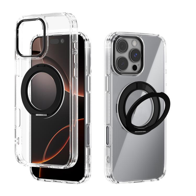 ABEEL MagSafe Q-LUCK Pivot Bracket Transparent Phone Case, For iPhone 16 Pro Max, For iPhone 16 Pro, For iPhone 16 Plus, For iPhone 16