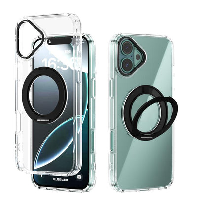 ABEEL MagSafe Q-LUCK Pivot Bracket Transparent Phone Case, For iPhone 16 Pro Max, For iPhone 16 Pro, For iPhone 16 Plus, For iPhone 16