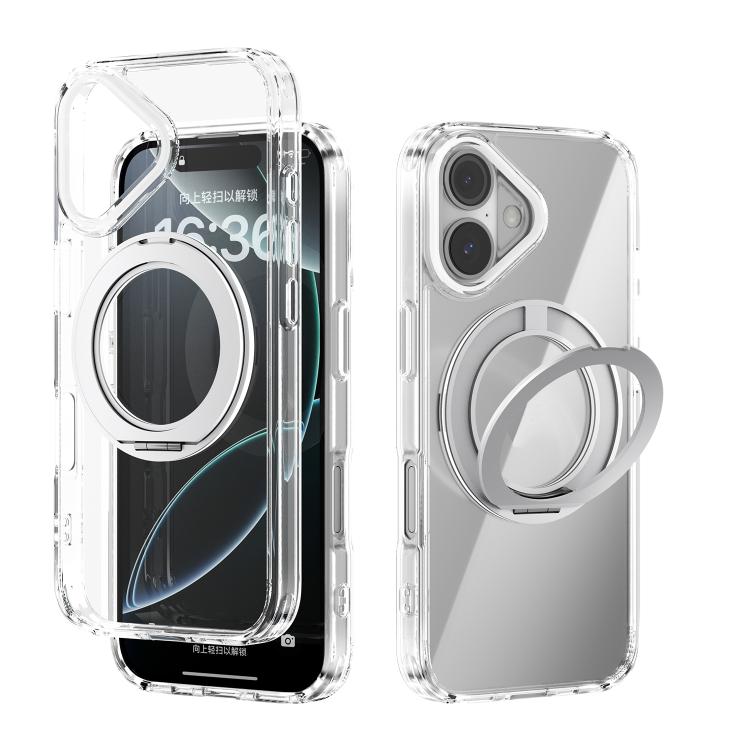 ABEEL MagSafe Q-LUCK Pivot Bracket Transparent Phone Case, For iPhone 16 Pro Max, For iPhone 16 Pro, For iPhone 16 Plus, For iPhone 16