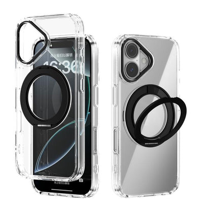 ABEEL MagSafe Q-LUCK Pivot Bracket Transparent Phone Case, For iPhone 16 Pro Max, For iPhone 16 Pro, For iPhone 16 Plus, For iPhone 16
