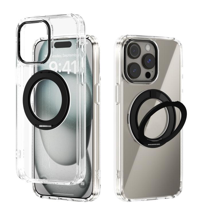 ABEEL MagSafe Q-LUCK Pivot Bracket Transparent Phone Case, For iPhone 15 Pro Max, For iPhone 15 Pro, For iPhone 15 Plus, For iPhone 15
