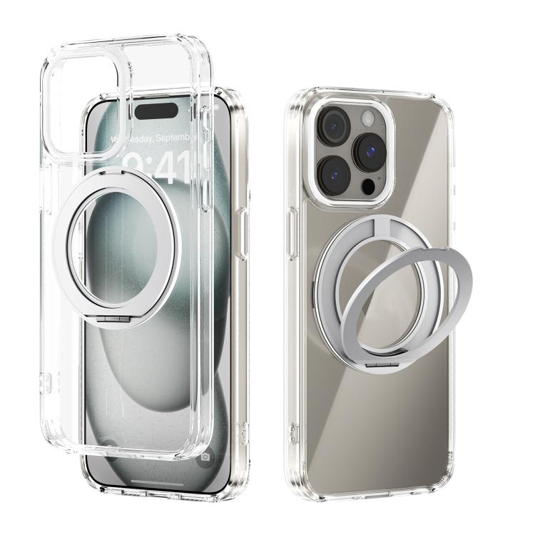 ABEEL MagSafe Q-LUCK Pivot Bracket Transparent Phone Case, For iPhone 15 Pro Max, For iPhone 15 Pro, For iPhone 15 Plus, For iPhone 15