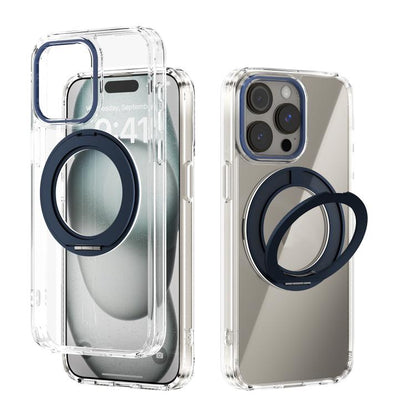 ABEEL MagSafe Q-LUCK Pivot Bracket Transparent Phone Case, For iPhone 15 Pro Max, For iPhone 15 Pro, For iPhone 15 Plus, For iPhone 15