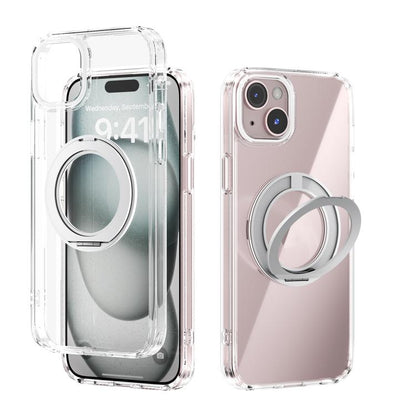 ABEEL MagSafe Q-LUCK Pivot Bracket Transparent Phone Case, For iPhone 15 Pro Max, For iPhone 15 Pro, For iPhone 15 Plus, For iPhone 15