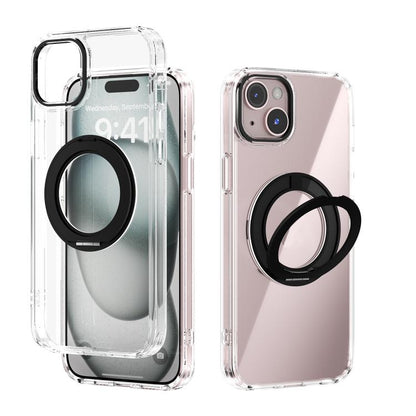 ABEEL MagSafe Q-LUCK Pivot Bracket Transparent Phone Case, For iPhone 15 Pro Max, For iPhone 15 Pro, For iPhone 15 Plus, For iPhone 15