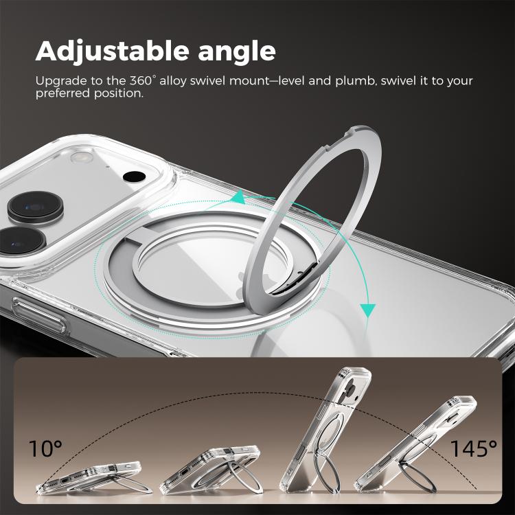 ABEEL MagSafe Q-LUCK Pivot Bracket Transparent Phone Case, For iPhone 15 Pro Max, For iPhone 15 Pro, For iPhone 15 Plus, For iPhone 15
