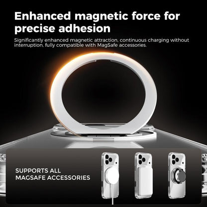 ABEEL MagSafe Q-LUCK Pivot Bracket Transparent Phone Case, For iPhone 15 Pro Max, For iPhone 15 Pro, For iPhone 15 Plus, For iPhone 15