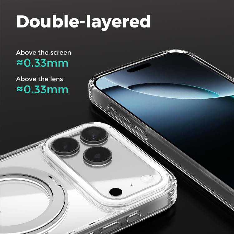 ABEEL MagSafe Q-LUCK Pivot Bracket Transparent Phone Case, For iPhone 16 Pro Max, For iPhone 16 Pro, For iPhone 16 Plus, For iPhone 16