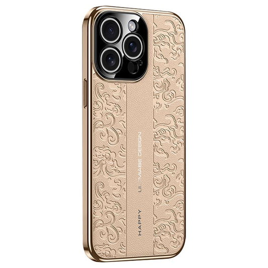 Cloud Dragon Pattern Plain Leather PC Phone Case, For iPhone 14 Pro Max