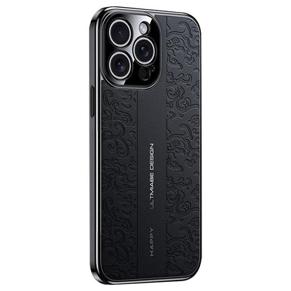 Cloud Dragon Pattern Plain Leather PC Phone Case, For iPhone 14 Pro Max
