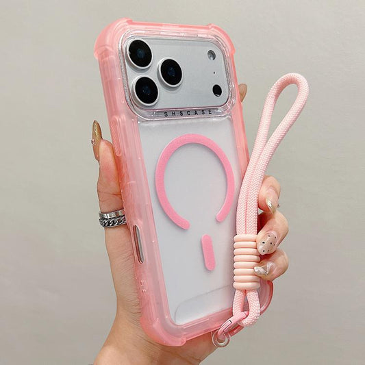 Transparent Matte TPU Hybrid PC 3-in-1 MagSafe Phone Case with Wrist Strap, For iPhone 18 Pro / 17 Pro, For iPhone 18 Pro Max / 17 Pro Max, For iPhone 17, For iPhone Air